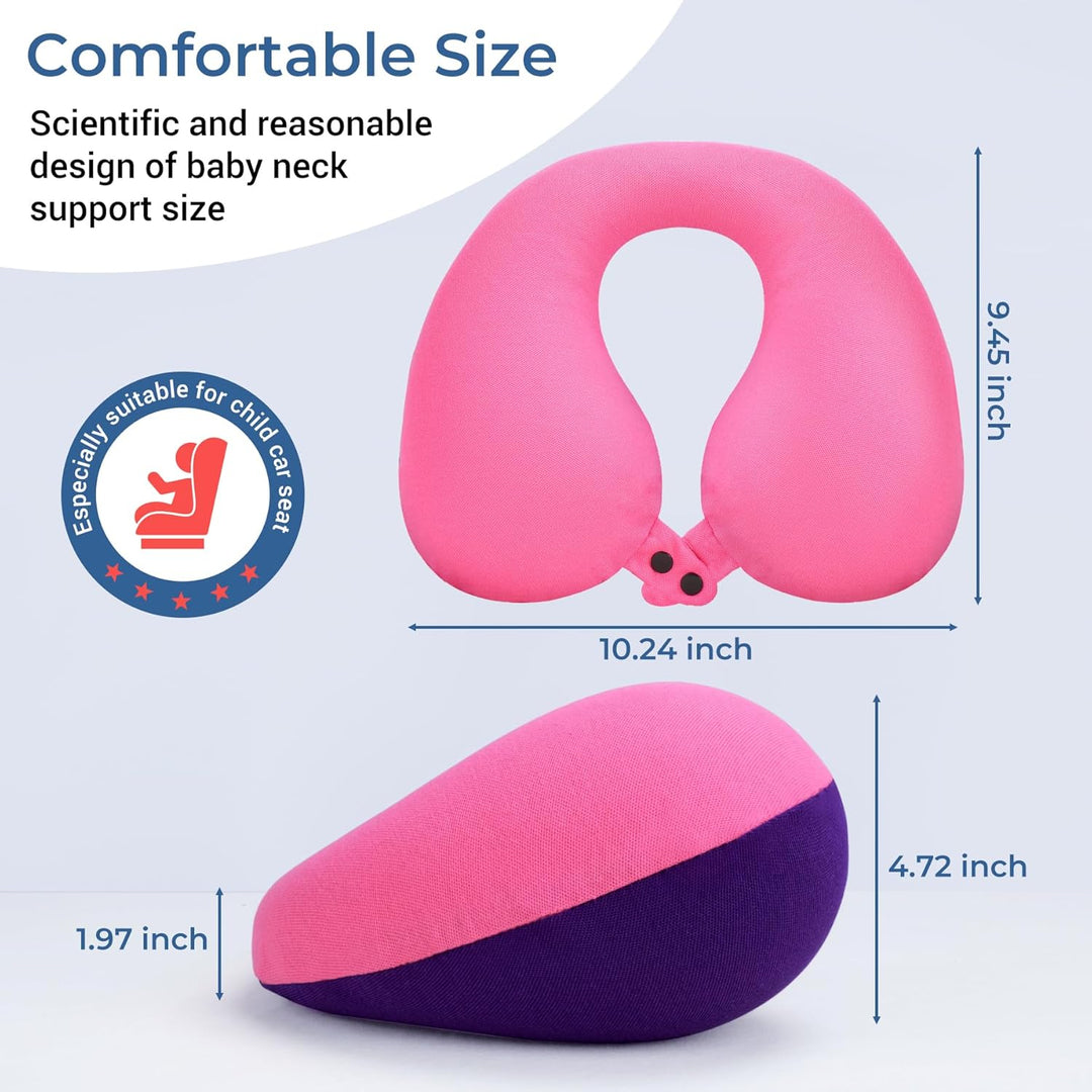 COOLBEBE Kids Travel Neck Pillow, Softly Travel Pillow for Car & Airplane, Traveling Gifts for Toddler & Children (1, Pinkish Purple) - Just Closeouts Canada Inc.