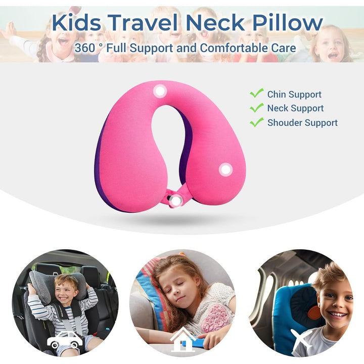 COOLBEBE Kids Travel Neck Pillow, Softly Travel Pillow for Car & Airplane, Traveling Gifts for Toddler & Children (1, Pinkish Purple) - Just Closeouts Canada Inc.