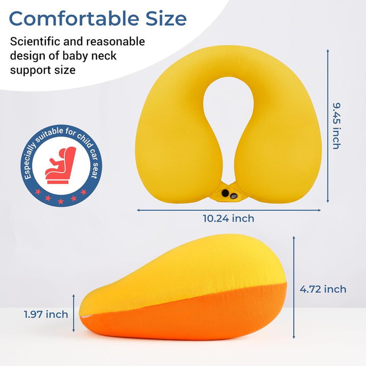 COOLBEBE Kids Travel Neck Pillow, Softly Travel Pillow for Car & Airplane, Traveling Gifts for Toddler & Children (1, Yellowish Orange) - Just Closeouts Canada Inc.