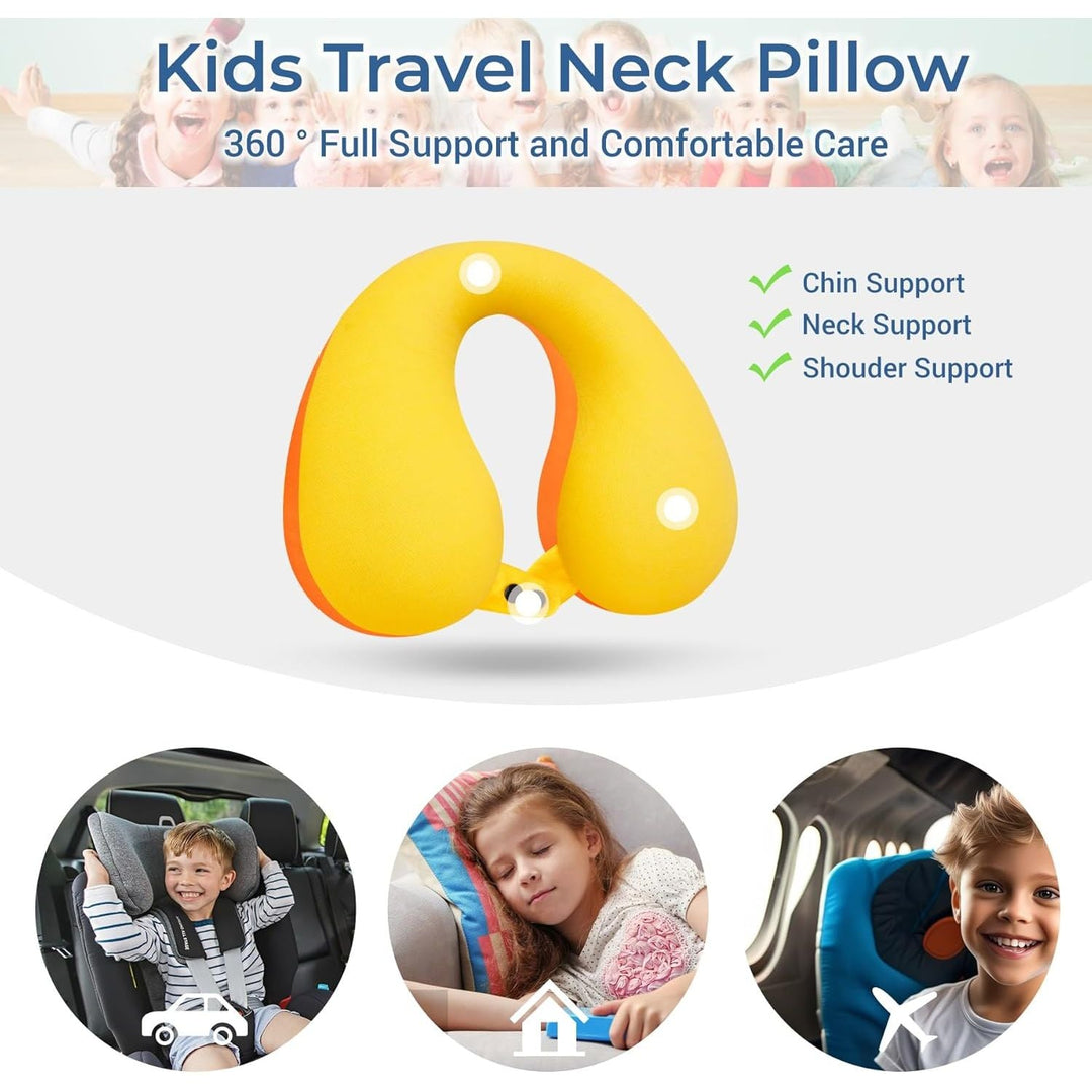 COOLBEBE Kids Travel Neck Pillow, Softly Travel Pillow for Car & Airplane, Traveling Gifts for Toddler & Children (1, Yellowish Orange) - Just Closeouts Canada Inc.
