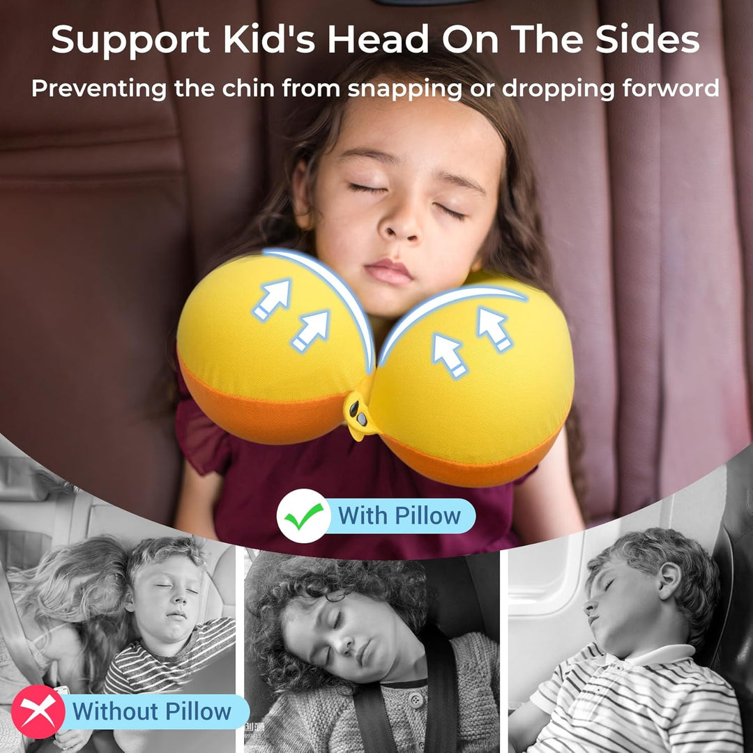 COOLBEBE Kids Travel Neck Pillow, Softly Travel Pillow for Car & Airplane, Traveling Gifts for Toddler & Children (1, Yellowish Orange) - Just Closeouts Canada Inc.