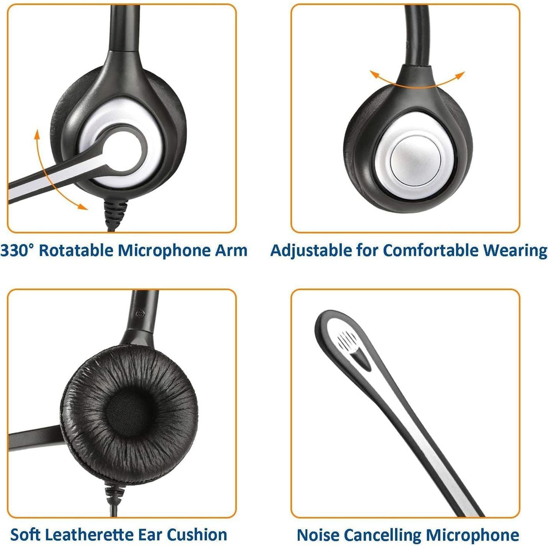 Corded Telephone Headset Mono w/Noise Canceling Mic for ShoreTel Plantronics Polycom Zultys Toshiba NEC Dterm Nortel Norstar Meridian Siemens ROLM Packet8 Landline Deskphones(F600S2) - Just Closeouts Canada Inc.