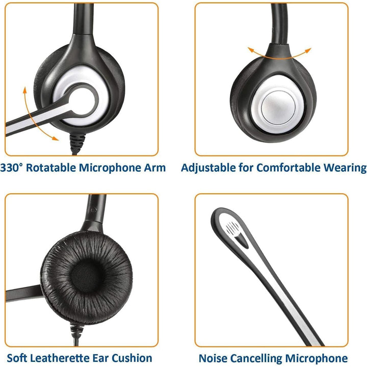 Corded Telephone Headset Mono w/Noise Canceling Mic for ShoreTel Plantronics Polycom Zultys Toshiba NEC Dterm Nortel Norstar Meridian Siemens ROLM Packet8 Landline Deskphones(F600S2) - Just Closeouts Canada Inc.
