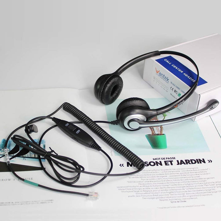 Corded Telephone Headset Mono w/Noise Canceling Mic for ShoreTel Plantronics Polycom Zultys Toshiba NEC Dterm Nortel Norstar Meridian Siemens ROLM Packet8 Landline Deskphones(F600S2) - Just Closeouts Canada Inc.