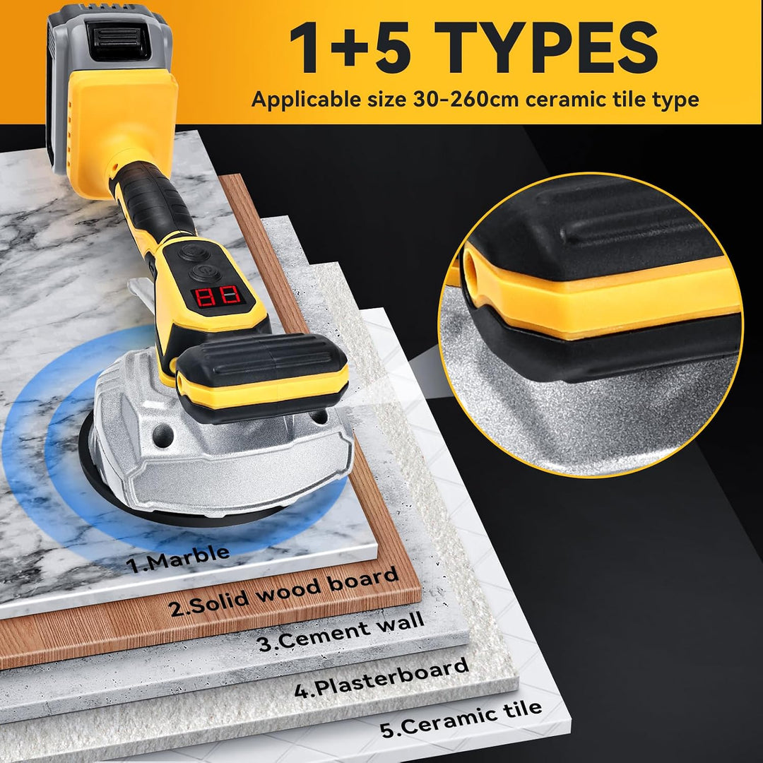 Cordless Tile Vibration Tool Compatible with DeWALT 20V Battery: Portable Tiler Vibration Leveling Machine with 8 Adjustable Speed,Suction Cup,Digital Display for Floor,Tile,Wall - Just Closeouts Canada Inc.X004YRZM4P