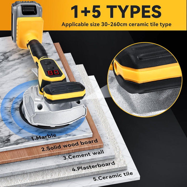 Cordless Tile Vibration Tool Compatible with DeWALT 20V Battery: Portable Tiler Vibration Leveling Machine with 8 Adjustable Speed,Suction Cup,Digital Display for Floor,Tile,Wall - Just Closeouts Canada Inc.X004YRZM4P