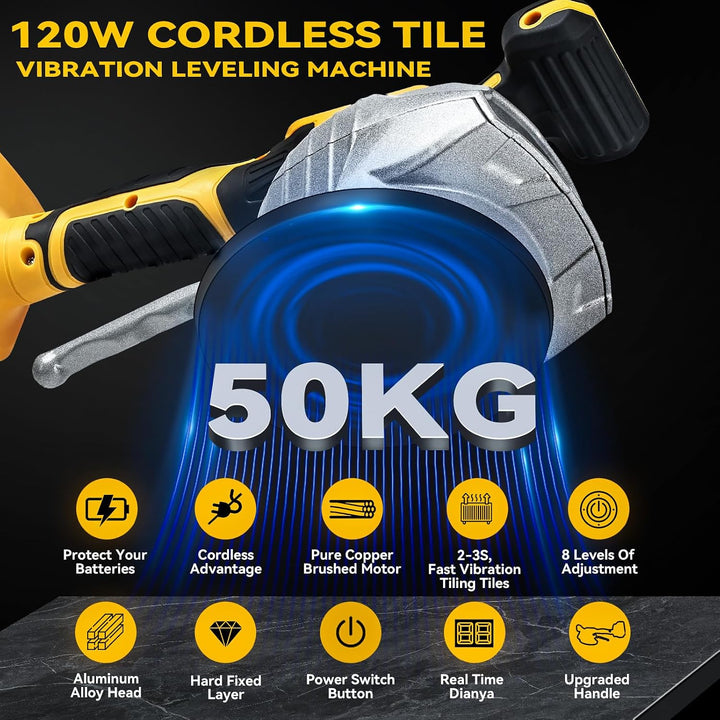 Cordless Tile Vibration Tool Compatible with DeWALT 20V Battery: Portable Tiler Vibration Leveling Machine with 8 Adjustable Speed,Suction Cup,Digital Display for Floor,Tile,Wall - Just Closeouts Canada Inc.X004YRZM4P