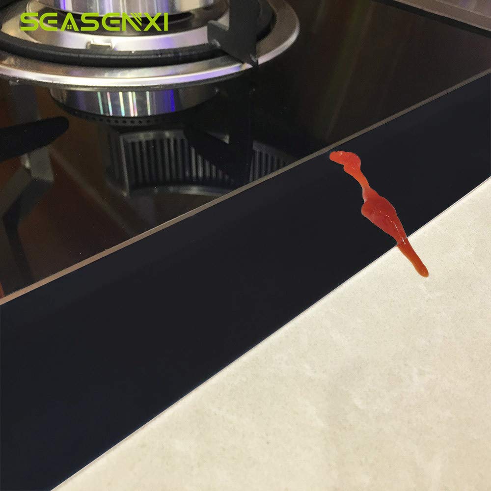 CozyKit Silicone Kitchen Stove Counter Gap Cover Long & Wide Gap Filler (2 Pack) Seals Spills Between Counters, Stovetops, Washing Machines, Oven, Washer, Dryer - Heat - Resistant and Easy Clean (Black) - Just Closeouts Canada Inc.