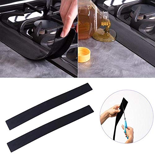 CozyKit Silicone Kitchen Stove Counter Gap Cover Long & Wide Gap Filler (2 Pack) Seals Spills Between Counters, Stovetops, Washing Machines, Oven, Washer, Dryer - Heat - Resistant and Easy Clean (Black) - Just Closeouts Canada Inc.