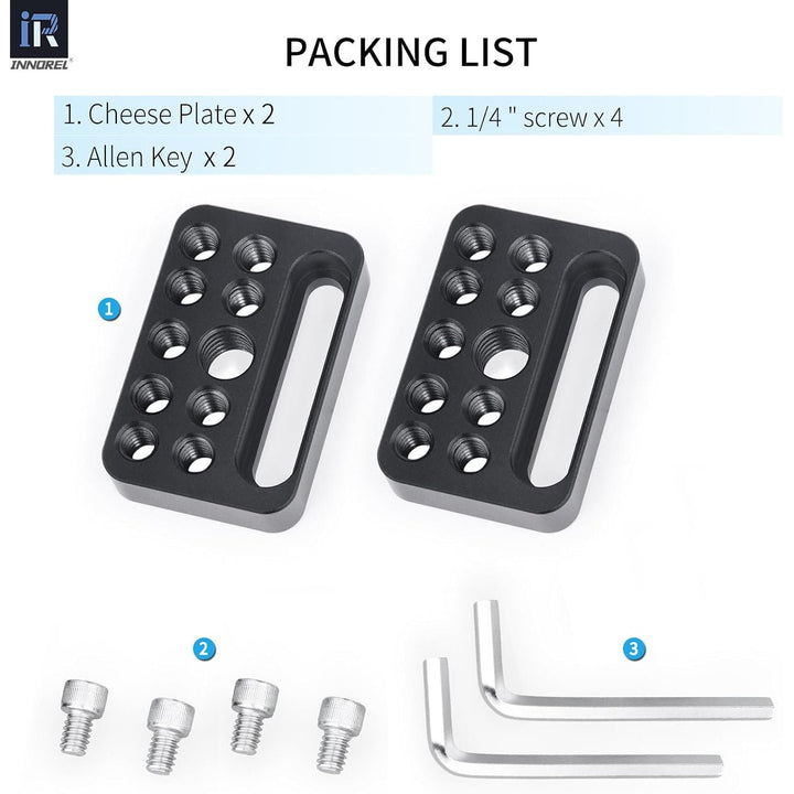 CP03 2PCS Mini Multi-Functional Cheese Plate with 1/4" & 3/8" Threads, Porous Connection Quick Installation Board Used for Installing Cheese Board Camera Cage on Guide Rail Block - Just Closeouts Canada Inc.X004NU2YOJ