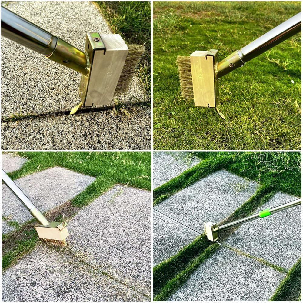 Crack Weeder, Manual Crevice Weeding Tool, Manual Weeding Tool, Moss Weed Remover Puller Tool, Grout Brush with Steel Handle for Paver Deck Patio Walkway Driveway - Just Closeouts Canada Inc.