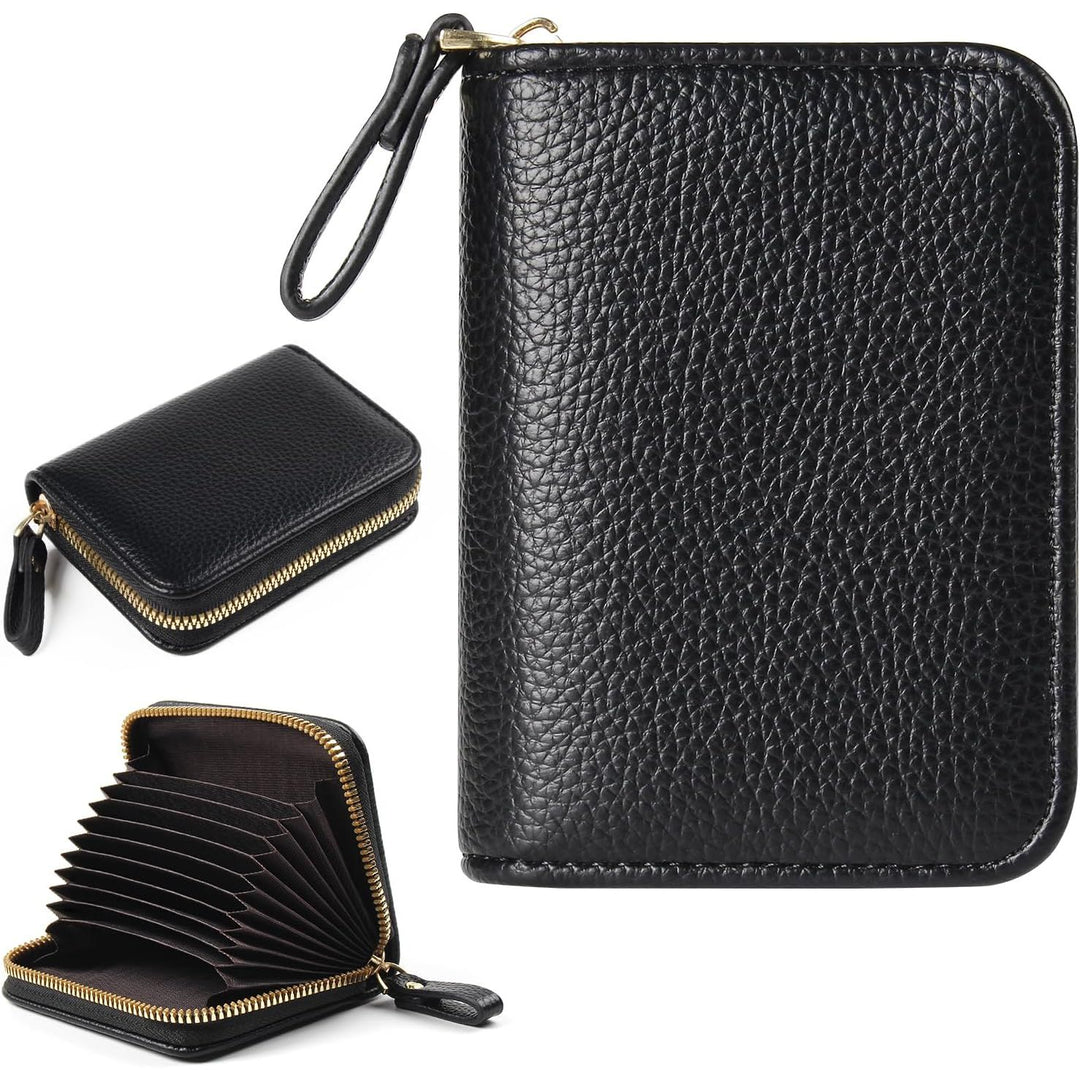 Credit Card Holder RFID Card Case Wallet, Small Accordion Zipper Card Case Holder, Card Organizer Case for Women Men, Black - Just Closeouts Canada Inc.