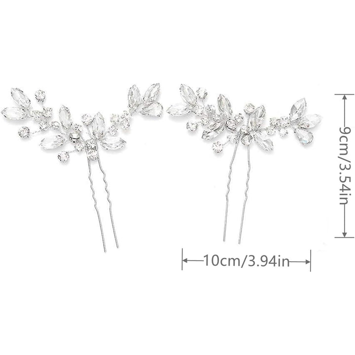 Crystal Bridal Wedding Hairpin Rhinestone Bridal Hair Accessories Side headdress suitable for brides Bridesmaids Party Party Wedding 2 packs (Silver) - Just Closeouts Canada Inc.