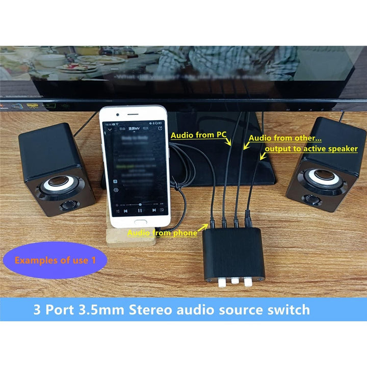 D3 3(1) - in - 1(3) - Out 3.5mm Stereo Audio Switch Source Input Signal switcher selector Splitter Box Mini - Just Closeouts Canada Inc.