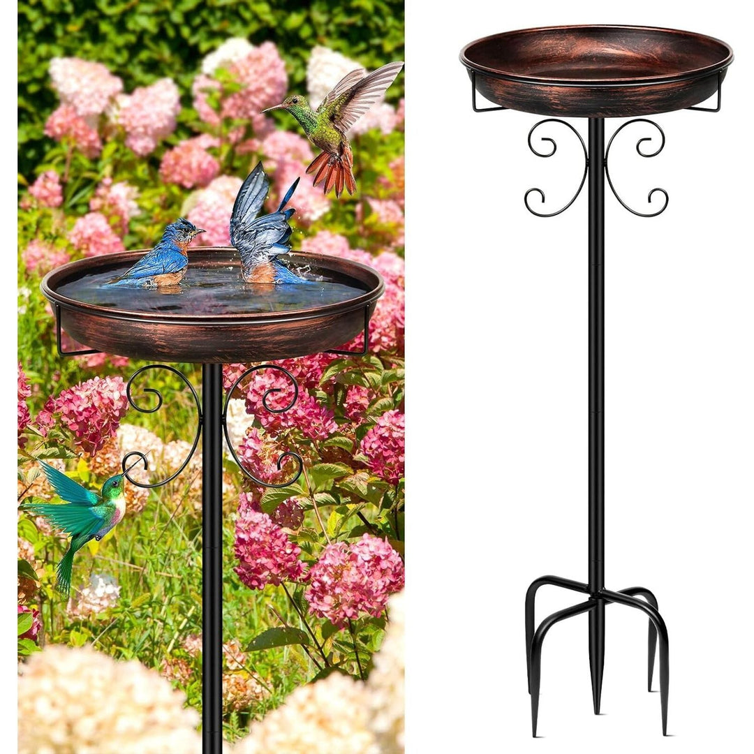 Daoeny 35In Bird Baths for Outdoors, Vintage Outdoor Freestanding Birdbaths & Birdfeeder, Bird Bath Feeder Bowl with Metal Stake Garden Patio Yard Lawn Decor, Upgraded 5 - Pronged Base (Antique Bronze) - Just Closeouts Canada Inc.