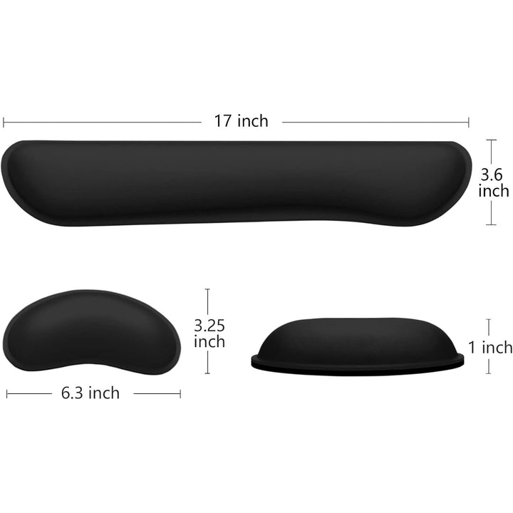 Dapesuom Enlarge Keyboard Wrist Rest Pad,Memory Foam Set Wrist Cushion Support for Easy Typing & Pain Relief,Mouse Wrist Pad,Anti - Slip Wrist Support for Gaming,Computer, Laptop, Office,Jet Black - Just Closeouts Canada Inc.