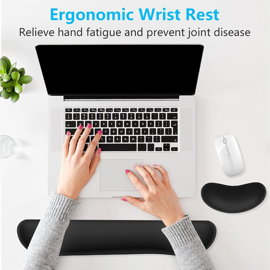 Dapesuom Enlarge Keyboard Wrist Rest Pad,Memory Foam Set Wrist Cushion Support for Easy Typing & Pain Relief,Mouse Wrist Pad,Anti - Slip Wrist Support for Gaming,Computer, Laptop, Office,Jet Black - Just Closeouts Canada Inc.