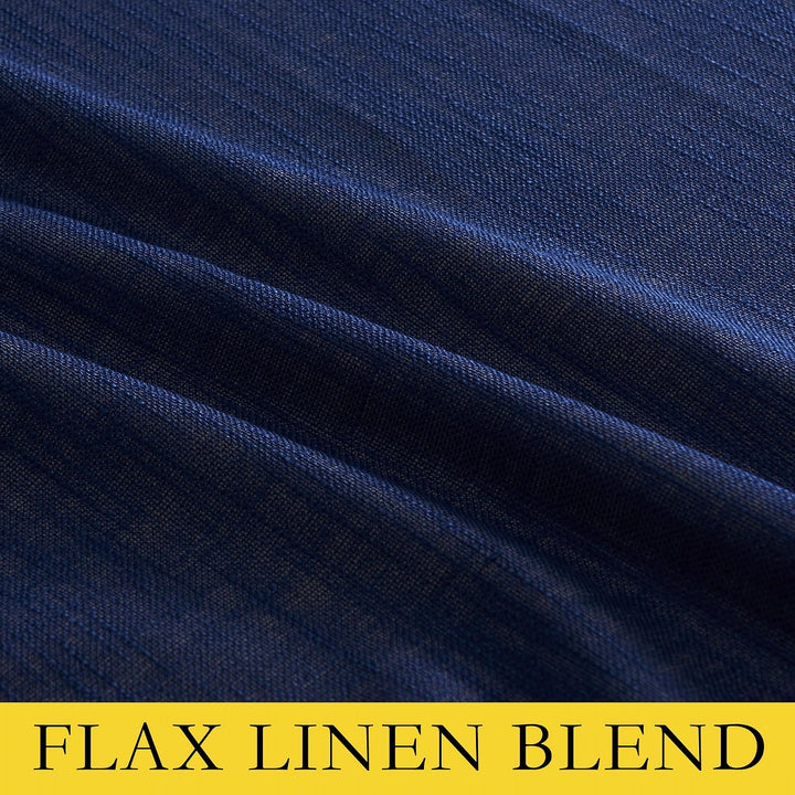 Dark Blue Linen-Look Blackout Curtains with White Liner, 52 x 84 in, 2 Panels - Just Closeouts Canada Inc.