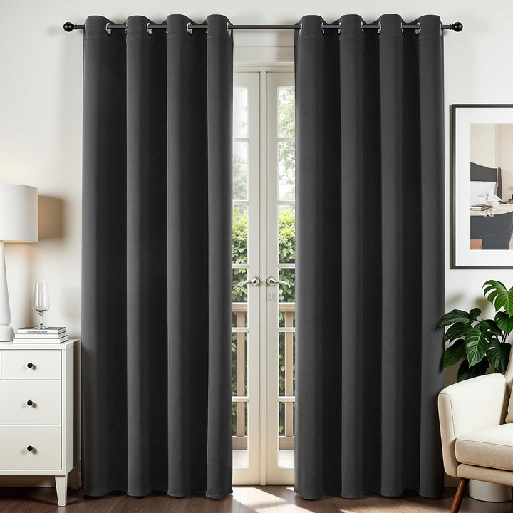 Dark Grey Blackout Grommet Curtains, 2 Panels, 52 x 95 in - Just Closeouts Canada Inc.X0040GAJT3