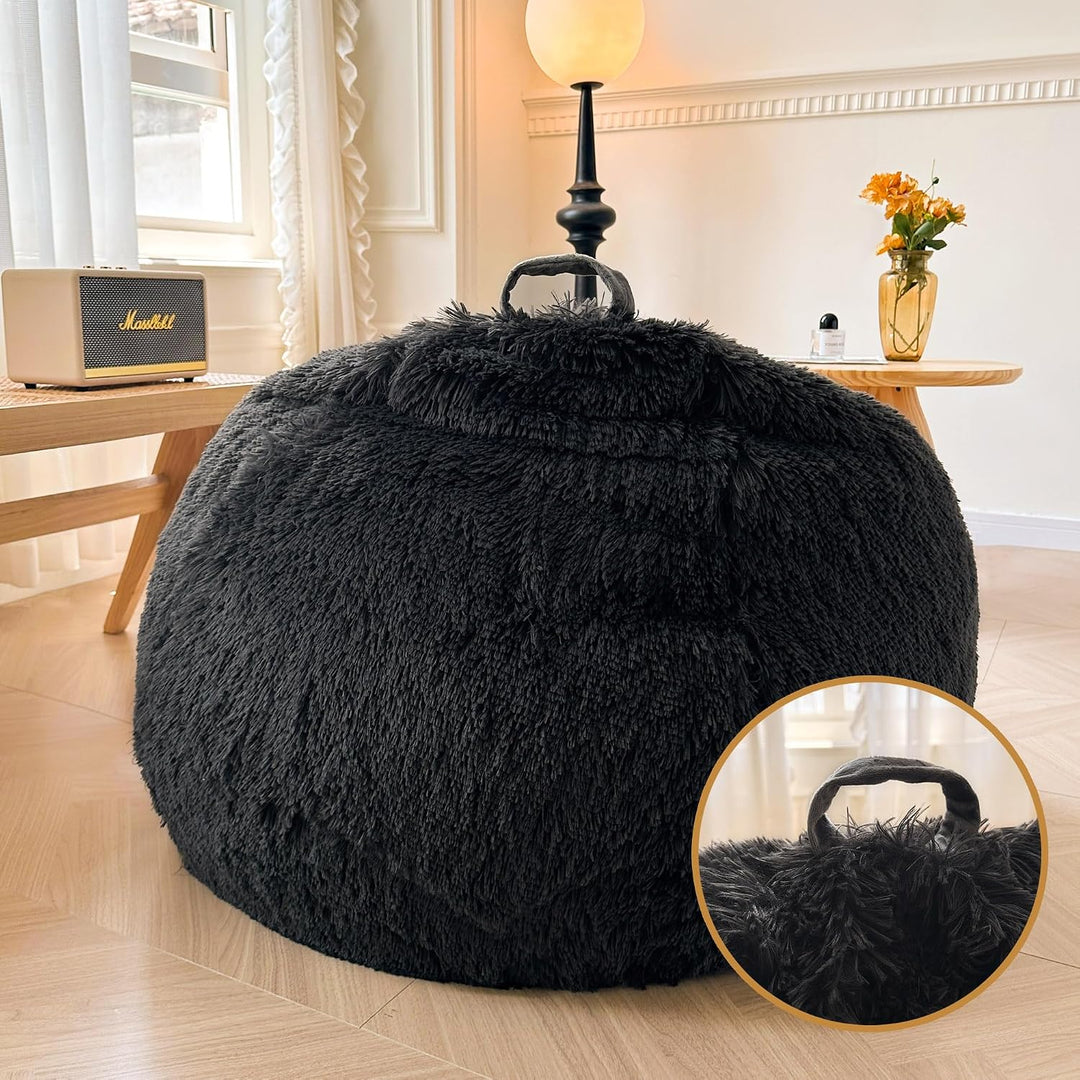 Dark Grey Plush Faux Fur Bean Bag Cover, Large 38 x 38 x 40 in - Just Closeouts Canada Inc.X0049A7LJ1