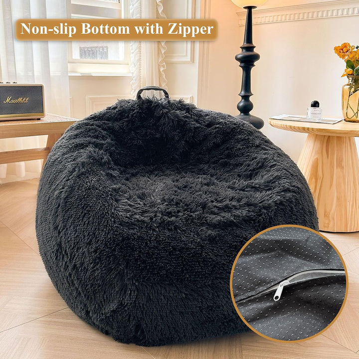 Dark Grey Plush Faux Fur Bean Bag Cover, Large 38 x 38 x 40 in - Just Closeouts Canada Inc.X0049A7LJ1