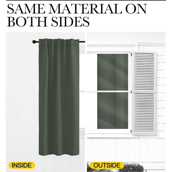 Dark Mallard Room-Darkening Rod-Pocket & Back-Tab Curtains, 52 x 72 in, 2 Panels - Just Closeouts Canada Inc.