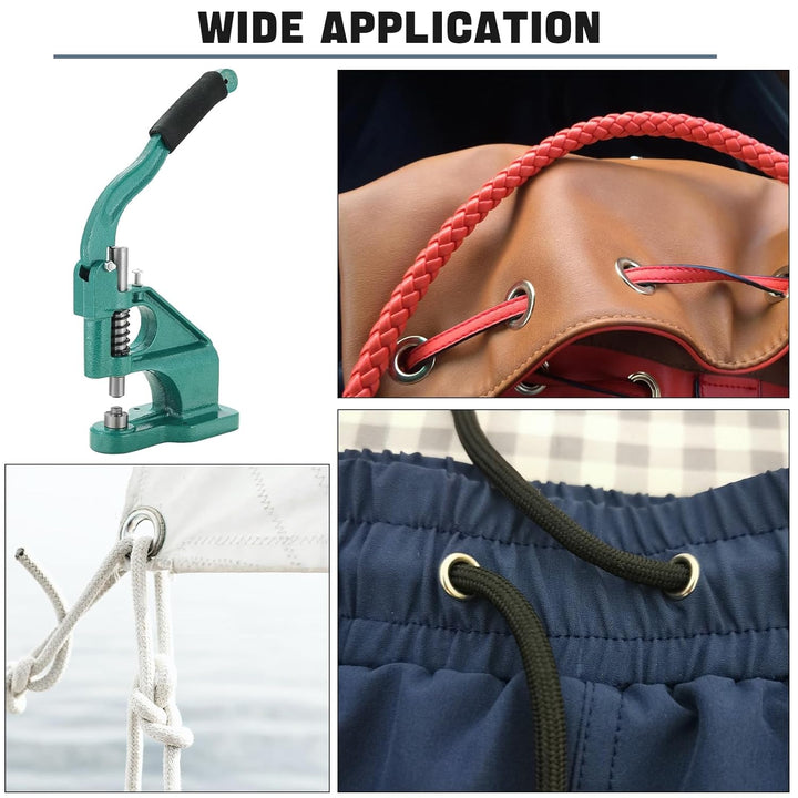 DASBET 3 Die Hand Press Grommet Machine | (024) Heavy Duty Industrial Eyelet Grommet Machine Grommets Eyelet Tool Kit with 1500 Grommets Eyelets - Just Closeouts Canada Inc.