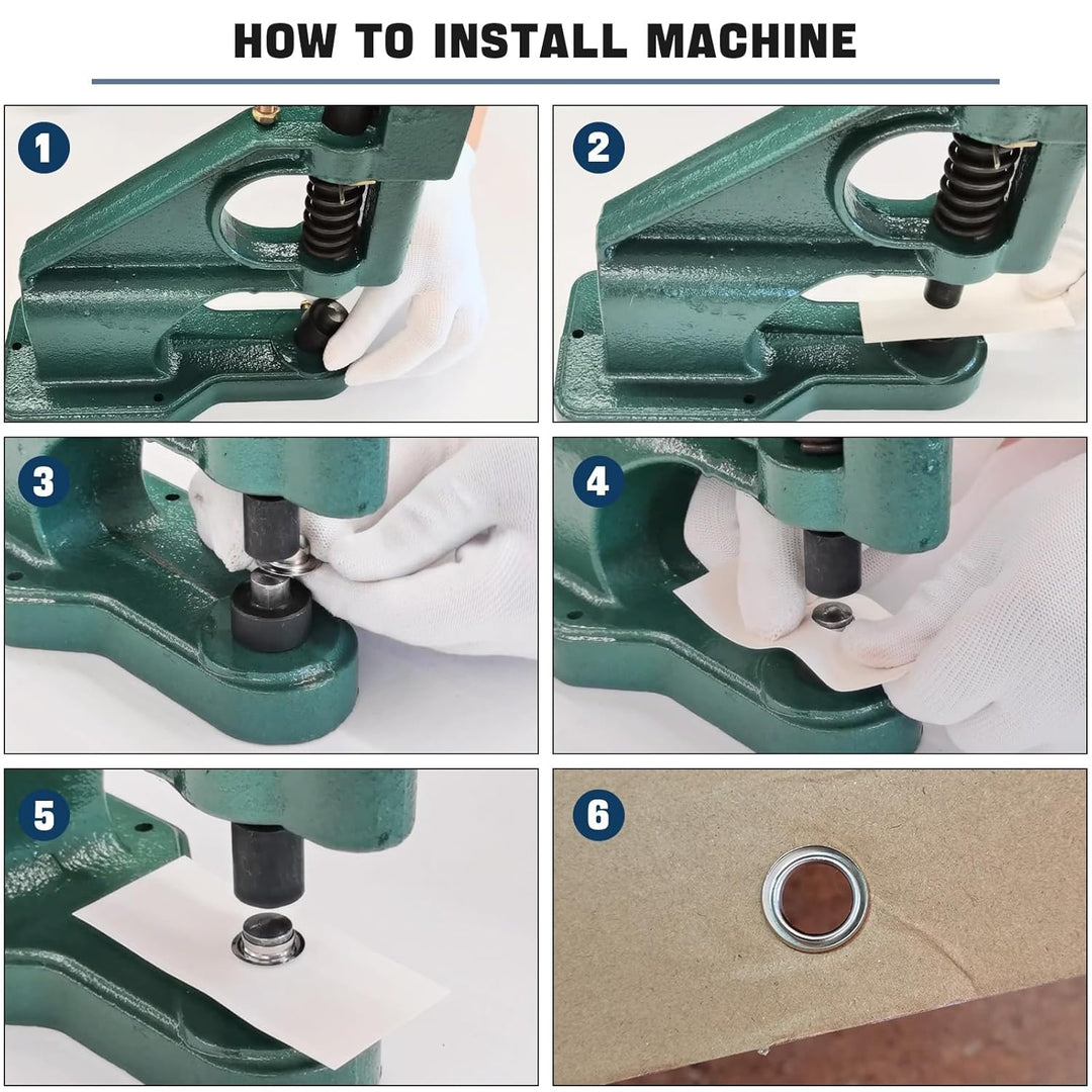 DASBET 3 Die Hand Press Grommet Machine | (024) Heavy Duty Industrial Eyelet Grommet Machine Grommets Eyelet Tool Kit with 1500 Grommets Eyelets - Just Closeouts Canada Inc.