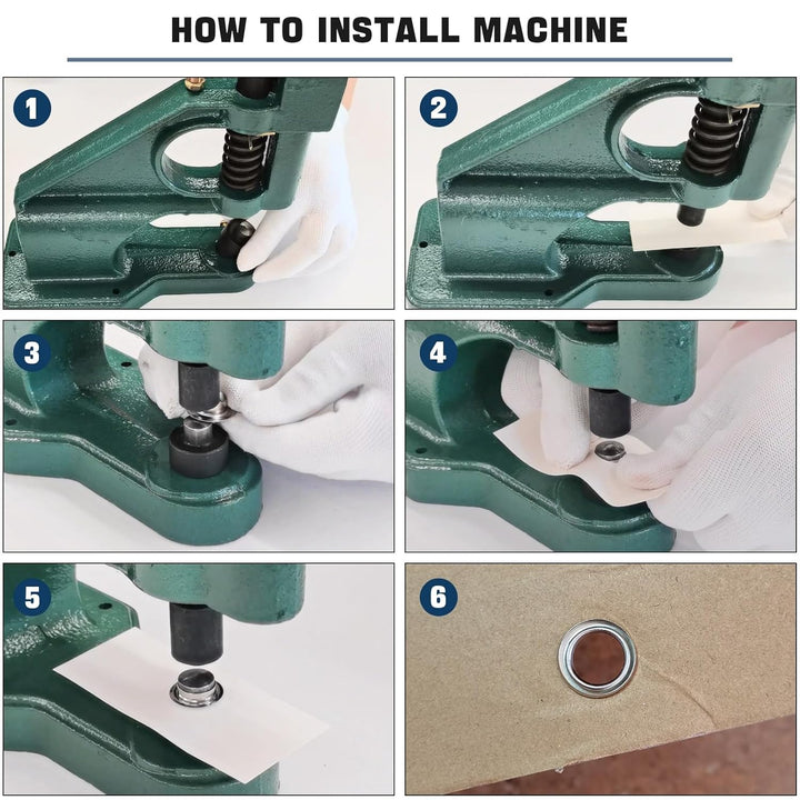 DASBET 3 Die Hand Press Grommet Machine | (024) Heavy Duty Industrial Eyelet Grommet Machine Grommets Eyelet Tool Kit with 1500 Grommets Eyelets - Just Closeouts Canada Inc.