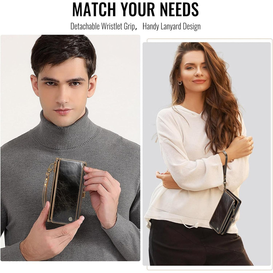 Defencase Wallet Case Compatible with iPhone 14 with RFID Blocking Card Holder for Women and Men, PU Leather Magnetic Snap Flip Zipper Phone Case Suitable for iPhone 14 6.1", Coffee - Just Closeouts Canada Inc.