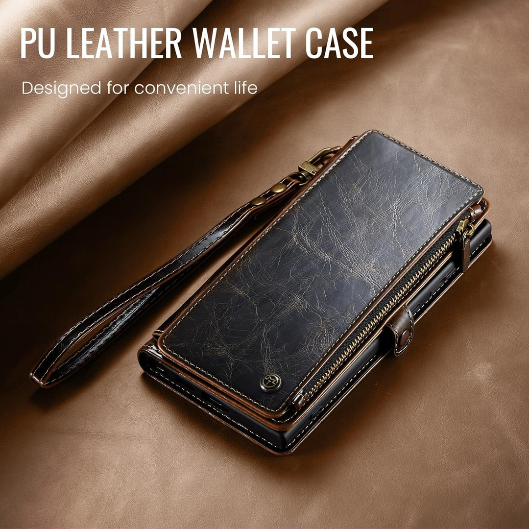 Defencase Wallet Case Compatible with iPhone 14 with RFID Blocking Card Holder for Women and Men, PU Leather Magnetic Snap Flip Zipper Phone Case Suitable for iPhone 14 6.1", Coffee - Just Closeouts Canada Inc.