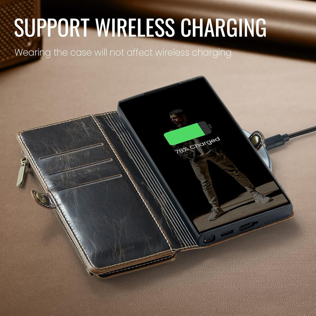 Defencase Wallet Case Compatible with iPhone 14 with RFID Blocking Card Holder for Women and Men, PU Leather Magnetic Snap Flip Zipper Phone Case Suitable for iPhone 14 6.1", Coffee - Just Closeouts Canada Inc.