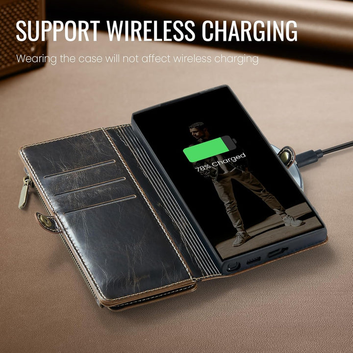 Defencase Wallet Case Compatible with iPhone 14 with RFID Blocking Card Holder for Women and Men, PU Leather Magnetic Snap Flip Zipper Phone Case Suitable for iPhone 14 6.1", Coffee - Just Closeouts Canada Inc.