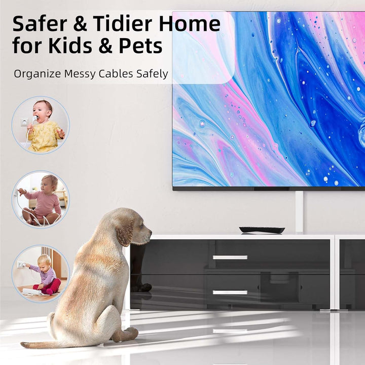 Delamu TV Cable Concealer, 34 inch Cord Hider, Large Cord Cover for Wall Mounted TV, Wire Hider Wire Covers for Cords, Paintable Cable Cover Cable Hider, White Cable Raceway Kit, 2X L17 W1.18 H0.6in - Just Closeouts Canada Inc.