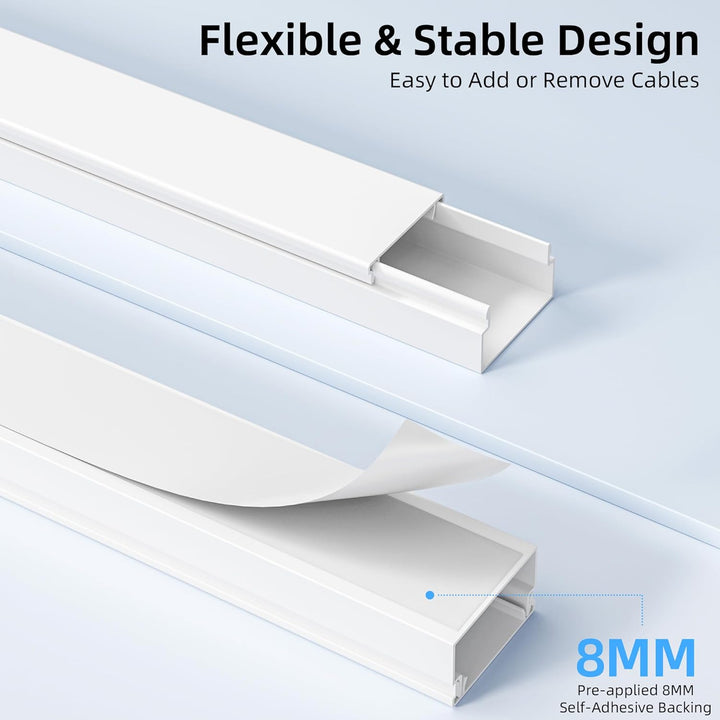 Delamu TV Cable Concealer, 34 inch Cord Hider, Large Cord Cover for Wall Mounted TV, Wire Hider Wire Covers for Cords, Paintable Cable Cover Cable Hider, White Cable Raceway Kit, 2X L17 W1.18 H0.6in - Just Closeouts Canada Inc.