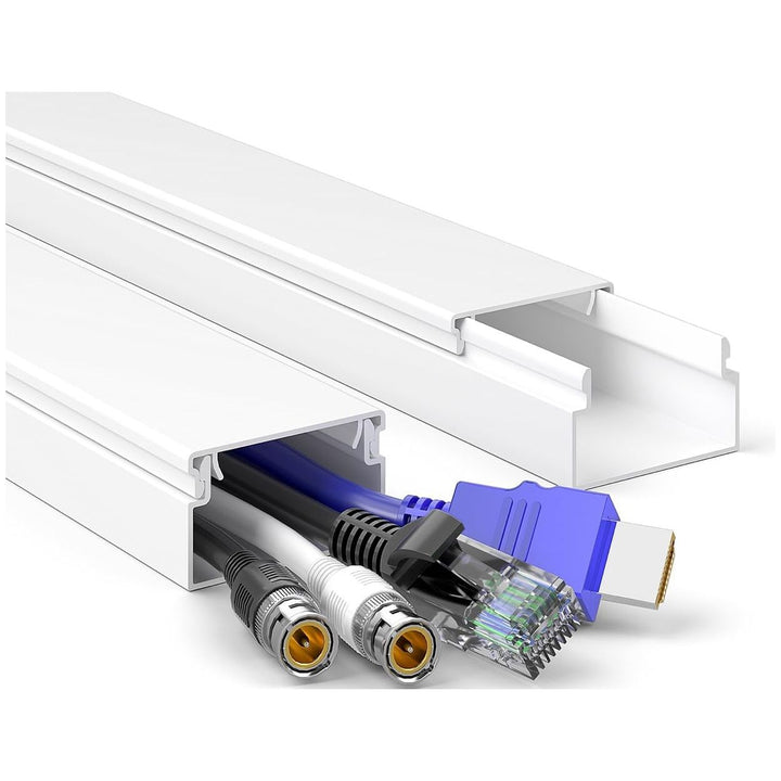 Delamu TV Cable Concealer, 34 inch Cord Hider, Large Cord Cover for Wall Mounted TV, Wire Hider Wire Covers for Cords, Paintable Cable Cover Cable Hider, White Cable Raceway Kit, 2X L17 W1.18 H0.6in - Just Closeouts Canada Inc.