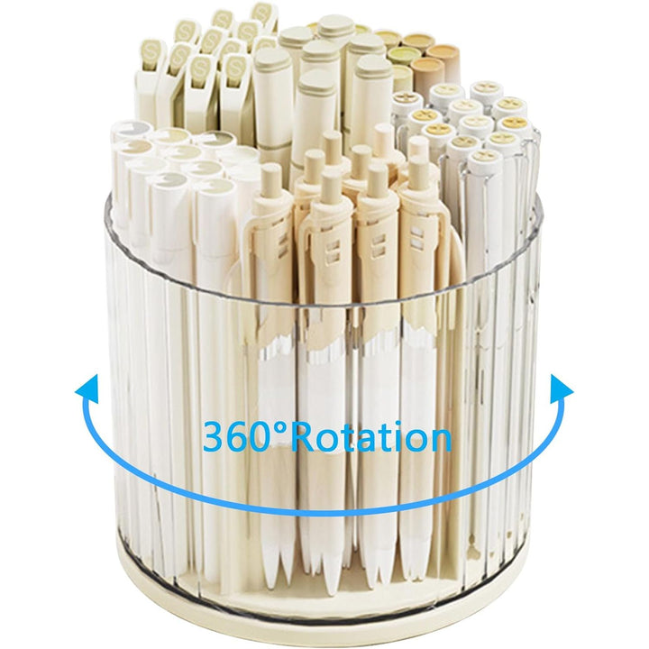 Desk Pencil Pen Holder, 6 Slots Rotating Desk Organizer Makeup Brush Holder Pencil Cup Pot, Desktop Stationery Supplies Organizer Storage Box Caddy for Office School Home Art Supply (Beige) - Just Closeouts Canada Inc.