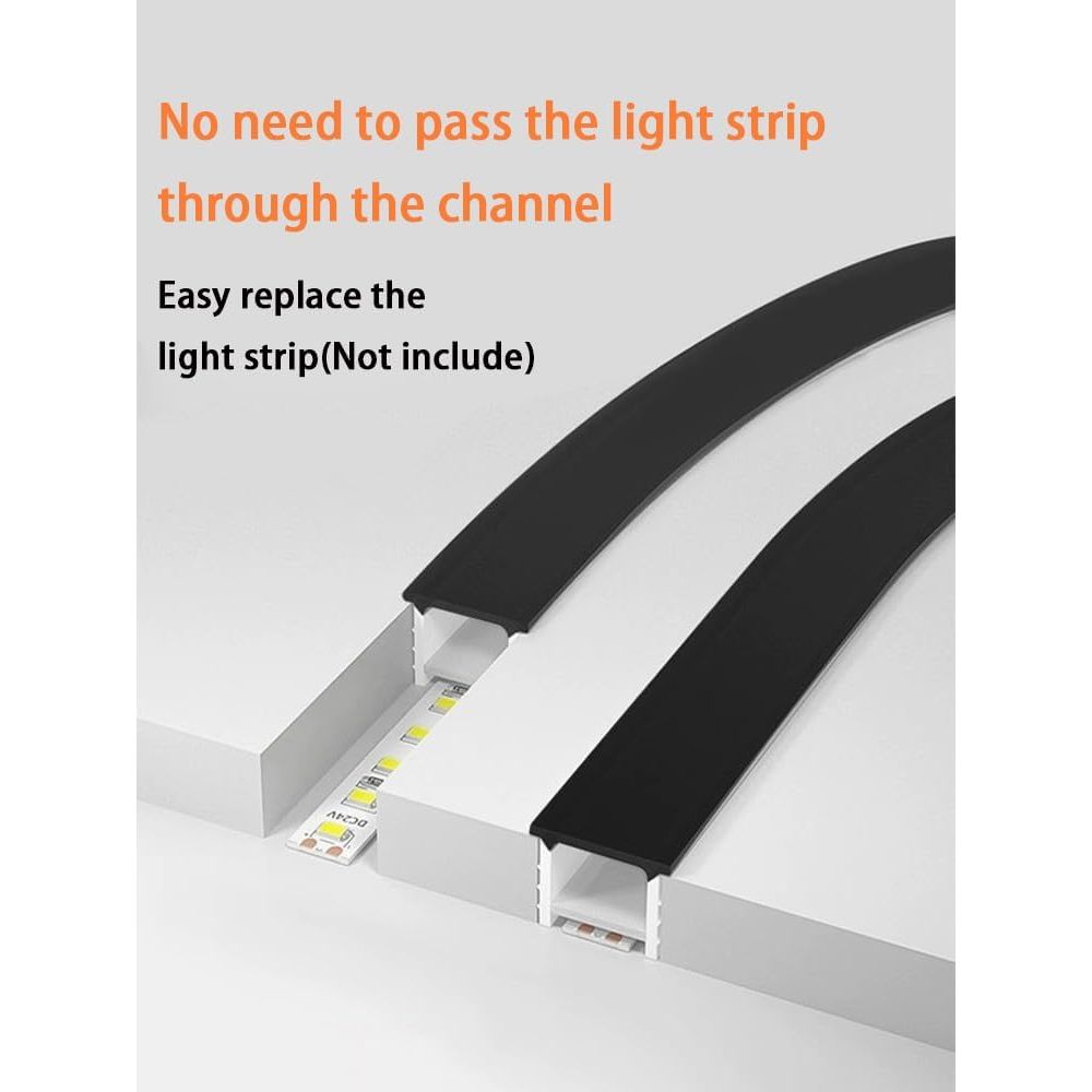 DGLILUAN 16.4ft Recessed Flexible LED Diffuser Channel, Silicone Black Bendable LED Diffuser Strip Light Tube Cover for Background Decoration, Wall, Cabinet and Indoor Outdoor Lighting (10 x 10mm) - Just Closeouts Canada Inc.