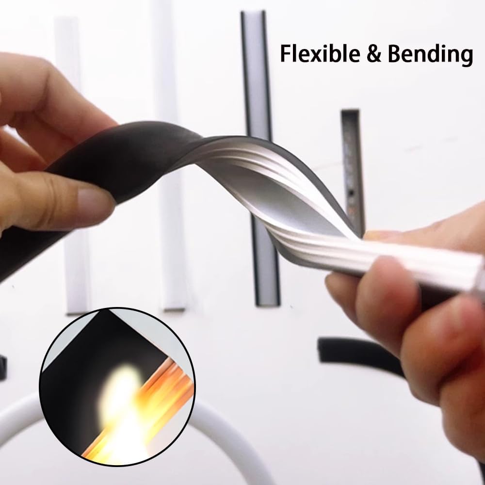 DGLILUAN 16.4ft Recessed Flexible LED Diffuser Channel, Silicone Black Bendable LED Diffuser Strip Light Tube Cover for Background Decoration, Wall, Cabinet and Indoor Outdoor Lighting (10 x 10mm) - Just Closeouts Canada Inc.