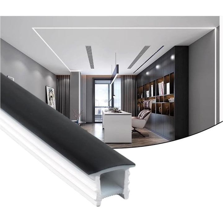 DGLILUAN 16.4ft Recessed Flexible LED Diffuser Channel, Silicone Black Bendable LED Diffuser Strip Light Tube Cover for Background Decoration, Wall, Cabinet and Indoor Outdoor Lighting (10 x 10mm) - Just Closeouts Canada Inc.