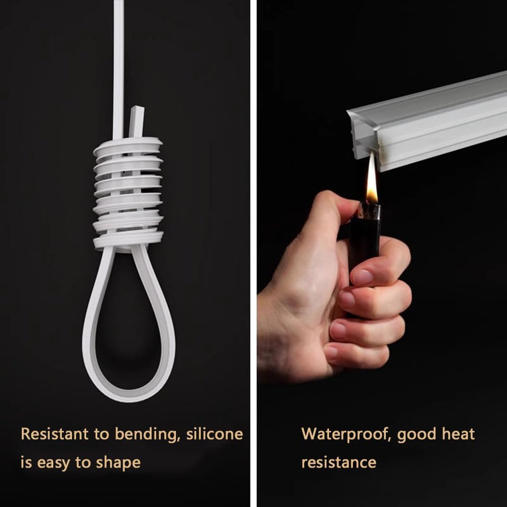 DGLILUAN 16.4ft/5m Silicone Soft LED Channel System, Flexible U Shape Tube LED Light Strips Silicone Cover for Living Room, Kitchen, Patio and Other Outdoor Ambient Decor, No Light Strip (10 x 10mm) - Just Closeouts Canada Inc.