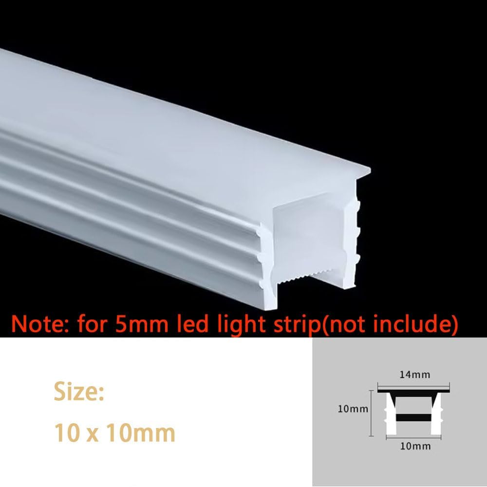 DGLILUAN 16.4ft/5m Silicone Soft LED Channel System, Flexible U Shape Tube LED Light Strips Silicone Cover for Living Room, Kitchen, Patio and Other Outdoor Ambient Decor, No Light Strip (10 x 10mm) - Just Closeouts Canada Inc.