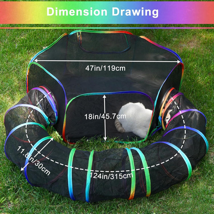 DiDiBirDi Foldable Cat Enclosure - Portable Outdoor Cat Tent with Tunnel, Breathable Mesh Playpen for Cats, Small Dogs & Rabbits, Includes Carry Bag Color - Just Closeouts Canada Inc.