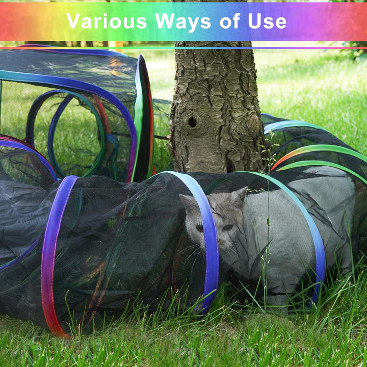 DiDiBirDi Foldable Cat Enclosure - Portable Outdoor Cat Tent with Tunnel, Breathable Mesh Playpen for Cats, Small Dogs & Rabbits, Includes Carry Bag Color - Just Closeouts Canada Inc.