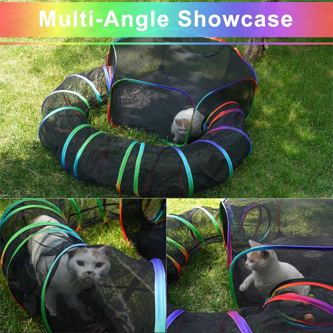 DiDiBirDi Foldable Cat Enclosure - Portable Outdoor Cat Tent with Tunnel, Breathable Mesh Playpen for Cats, Small Dogs & Rabbits, Includes Carry Bag Color - Just Closeouts Canada Inc.