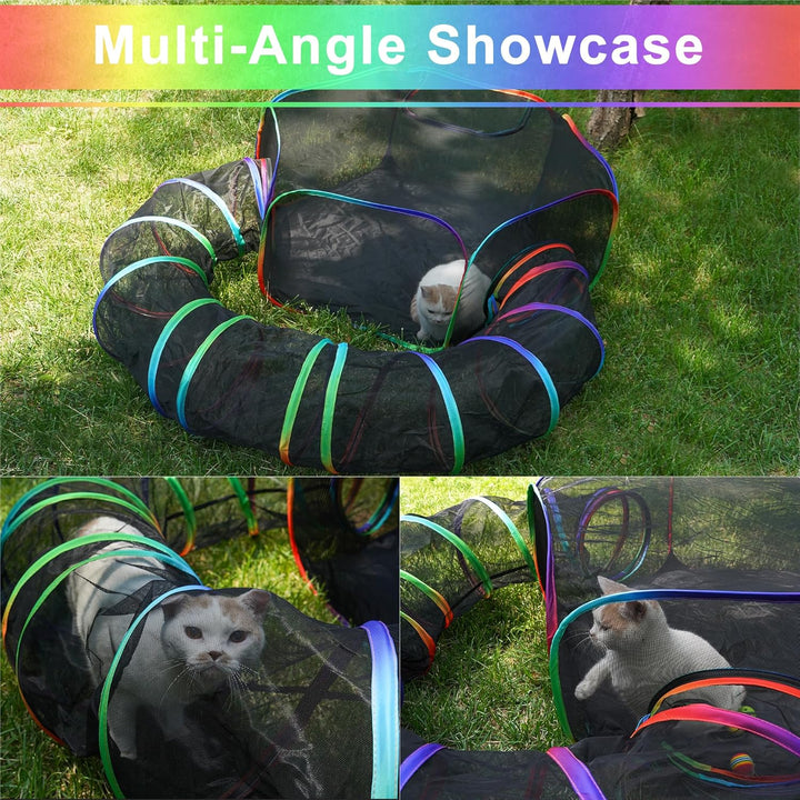 DiDiBirDi Foldable Cat Enclosure - Portable Outdoor Cat Tent with Tunnel, Breathable Mesh Playpen for Cats, Small Dogs & Rabbits, Includes Carry Bag Color - Just Closeouts Canada Inc.