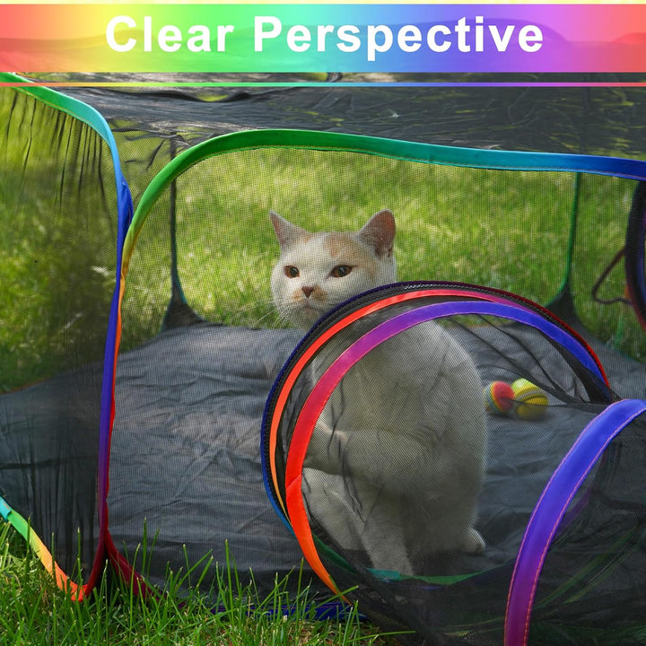 DiDiBirDi Foldable Cat Enclosure - Portable Outdoor Cat Tent with Tunnel, Breathable Mesh Playpen for Cats, Small Dogs & Rabbits, Includes Carry Bag Color - Just Closeouts Canada Inc.