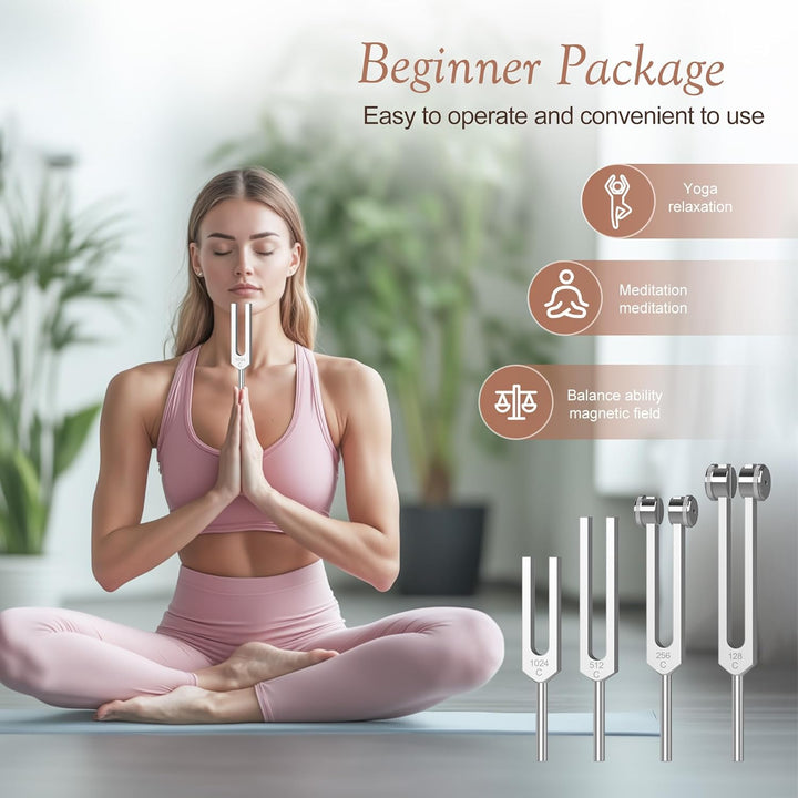 DiDiBirDi Tuning Fork Set 4pcs 128Hz, 256Hz, 512Hz, 1024Hz with Accessories for Yoga and Meditation,Relaxing Experience Brought by Sound Vibration - Just Closeouts Canada Inc.