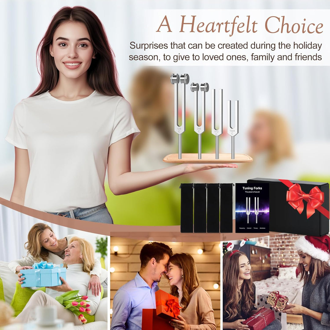 DiDiBirDi Tuning Fork Set 4pcs 128Hz, 256Hz, 512Hz, 1024Hz with Accessories for Yoga and Meditation,Relaxing Experience Brought by Sound Vibration - Just Closeouts Canada Inc.