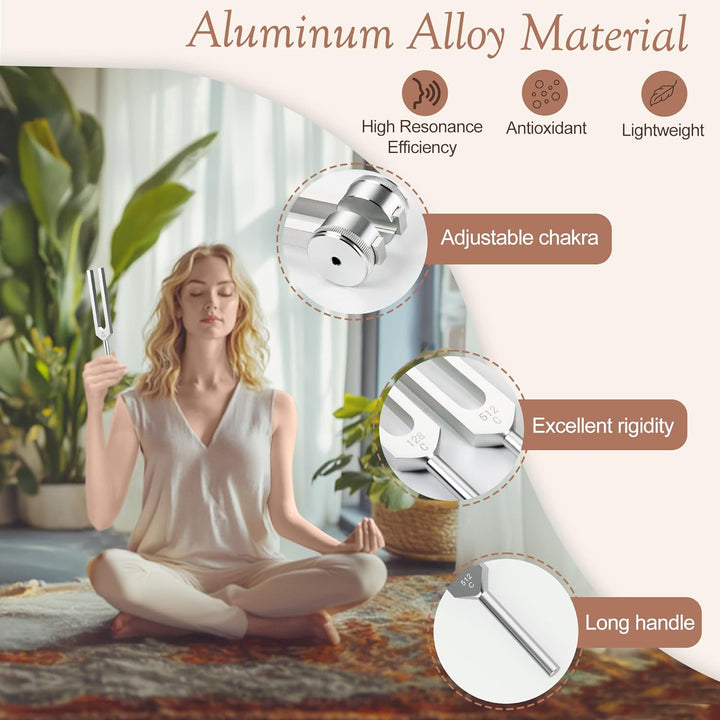 DiDiBirDi Tuning Fork Set 4pcs 128Hz, 256Hz, 512Hz, 1024Hz with Accessories for Yoga and Meditation,Relaxing Experience Brought by Sound Vibration - Just Closeouts Canada Inc.